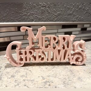 Elegant Pink Shimmer Merry Christmas Decor Sign